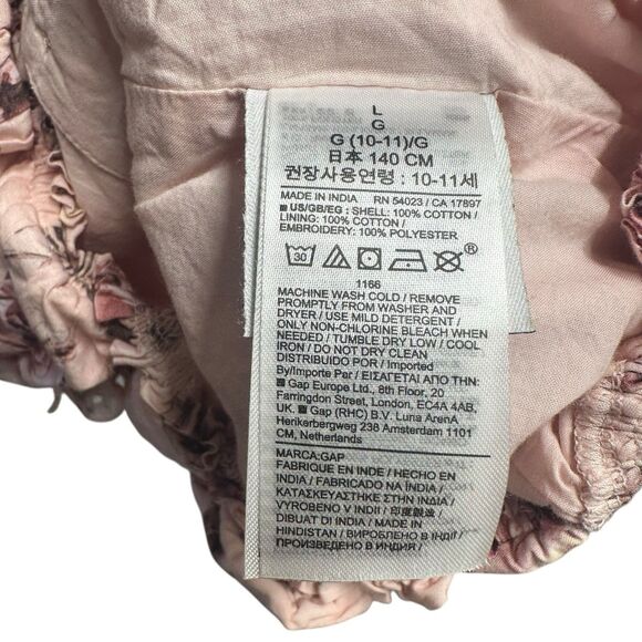 Gap × LoveShackFancy Girls Pink Floral Ruffle Button-Front Top Size Large - Picture 8 of 9